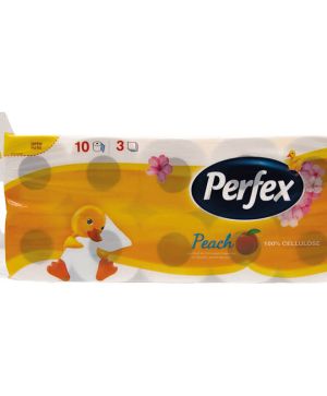 Тоалетна хартия Perfex 10 броя, 3 пласта, праскова