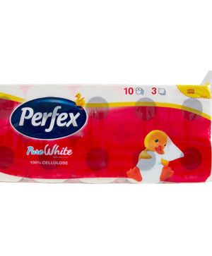 Тоалетна хартия Perfex Pure White,3 пласта, 10 броя