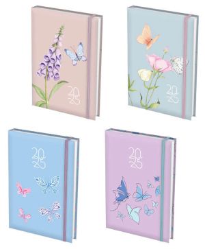 Бележник с дати Spree Butterflies, с ластик,168л