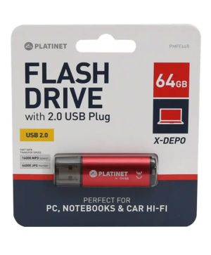 Флаш памет Platinet 64GB USB2.0 червена