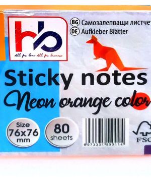 СМЗ листчета HB 76x76mm, 80л, Оранж Неон
