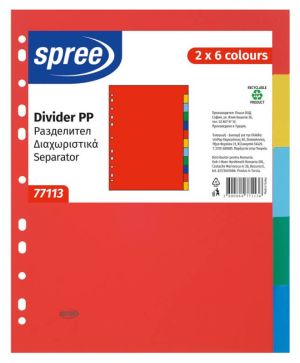 Разделител A4 Spree, 2x6 цвята