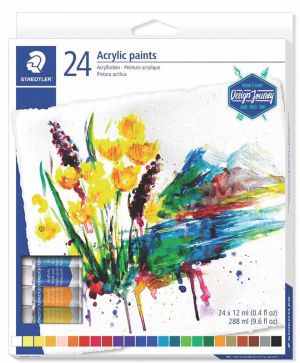 Акрилни бои Staedtler DJ, 24 цвята х 12ml