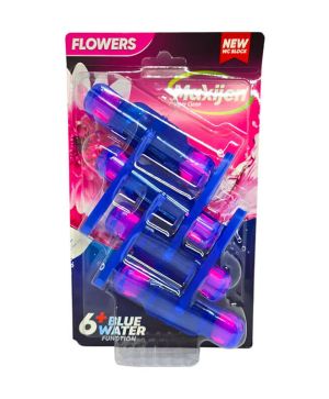 Тоалетно блокче Maxijen, синя вода, Flowers,4бр