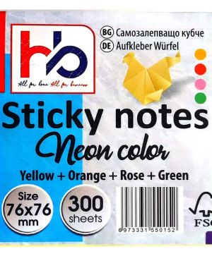 СМЗ листчета HB 76x76mm, 300л, Неон