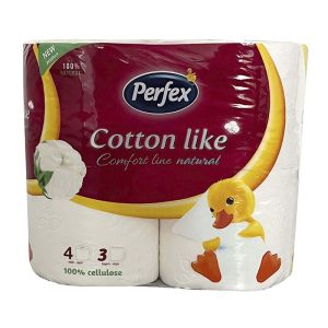 Тоалетна хартия Perfex Cotton like, 3пласт, 4 бр