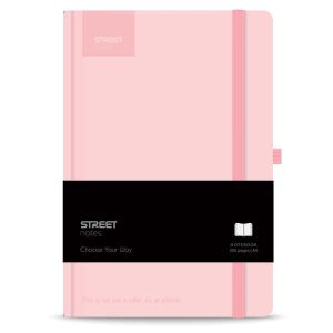 Бележник A5 Street с ластик, твърди корици 96л, Pastel Pink