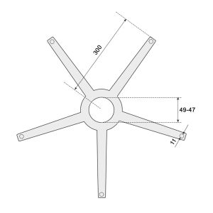 Звезда за офис стол - 300 мм - полипропилен