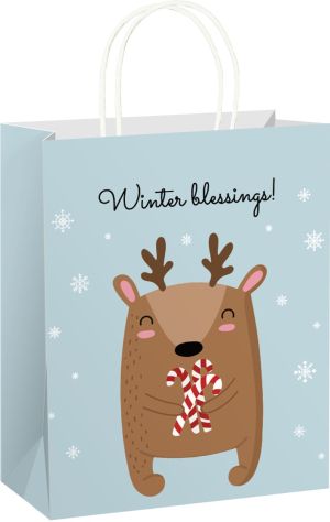 Подаръчна торбичка XMAS Eco white Medium, 22x25x10 cm