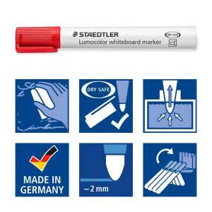 Комплект Маркери Staedtler Lumocolor 351 за бяла дъска, обли, 4 цвята