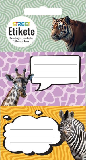 Етикети за тетрадка Street Animals Wild, опаковка 10 бр.