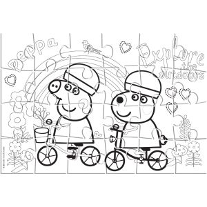 Двустранен пъзел за оцветяване, 24 части,Peppa Pig