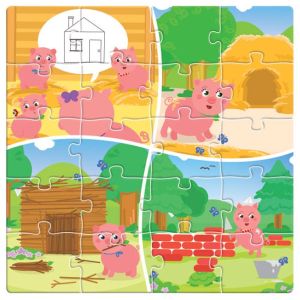 Магн. пъзел Luna, 60 части, 18x18cm, 3 little pigs