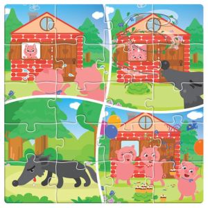 Магн. пъзел Luna, 60 части, 18x18cm, 3 little pigs