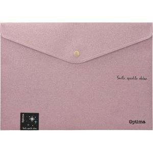 Папка с копче Optima, А4, блестящи цветове, асорти