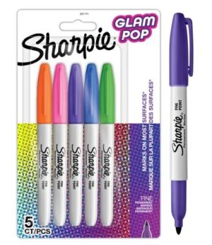 Комплект перманентни маркери Sharpie Glam Pop, F, 5 цвята