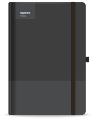 Бележник с ластик B5 Street, твърда корица, 96 листа, BLACK