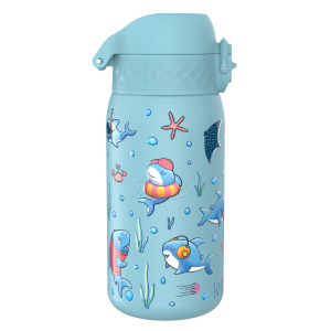 Бутилка за вода Ion8 Print, метална, 400ml, Sharks