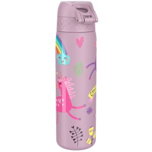 Бутилка за вода Ion8 Print, метална, 600ml, Unicorns