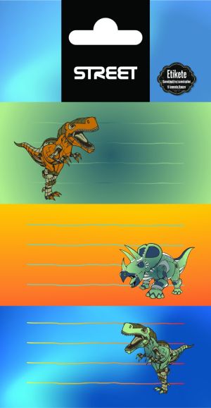 Етикети за тетрадка Street Dino, опаковка 9 броя