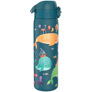 Бутилка за вода Ion8 Print, метална, 600ml, Whales