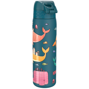 Бутилка за вода Ion8 Print, метална, 600ml, Whales