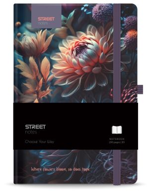Бележник с ластик B5 Street, твърда корица, 96 листа, BLOSSOM