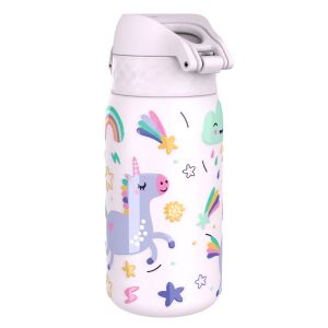 Бутилка за вода Ion8 Print, метална, 400ml, ЕДНОРОЗИ