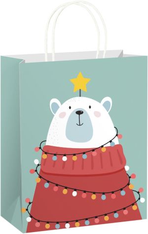 Подаръчна торбичка XMAS Eco white Large, 26x35x8 cm