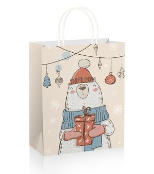 Подаръчна торбичка XMAS Eco white Large, 26x35x8 cm