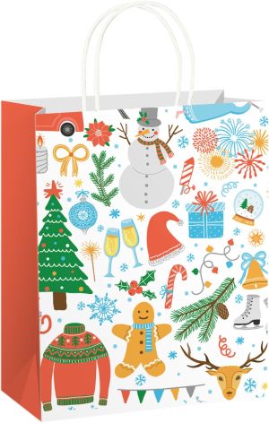 Подаръчна торбичка XMAS Eco white Large, 26x35x8 cm