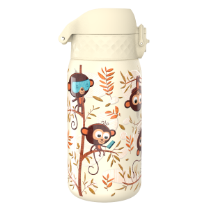 Бутилка за вода Ion8 Print, метална, 400ml, Monkeys