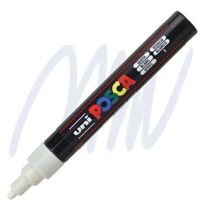Перманентен маркер Uni Posca PC-5M на водна основа, 1.8-2.5 mm, Бял
