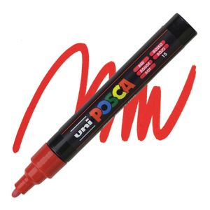 Перманентен маркер Uni Posca PC-5M на водна основа, 1.8-2.5 mm, Червен