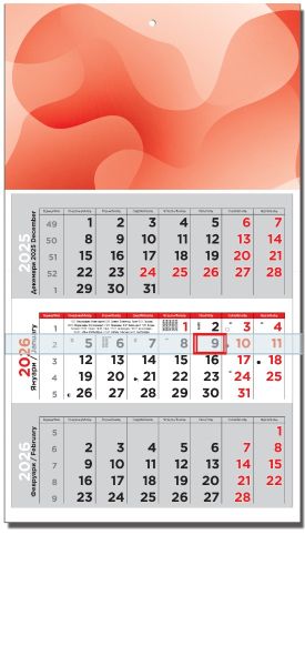 Стенен работен календар Финес 1, 1 секция, червен