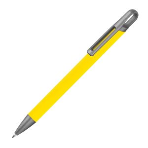 Химикалка от рециклиран алуминий, гумирана, ЖЪЛТ