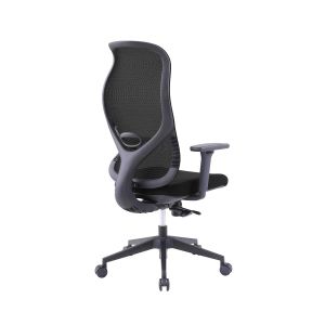 Ергономичен стол RFG STAR HB, дамаска и меш, Synchronous механизъм, до 150 kg, черна седалка, сива облегалка