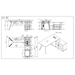 Бюро RFG Paris, 1800 х 1600 х 750 mm, ПДЧ 25 mm, орех и сиво