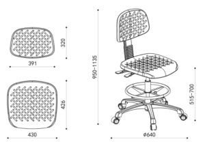 Офис стол RFG Remo Ring Chrome, висок, до 130 kg, черен, подходящ за професионално използване в лаборатории, здравеопазване, услуги и производство