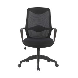 Офис стол RFG Sven W, дамаска и меш, Tilt механизъм, до 120 kg, черен