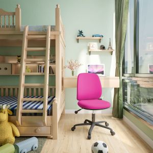 Детски стол RFG Lucky Black, полиуретанова пяна и дамаска, до 120 kg, розова седалка, розова облегалка