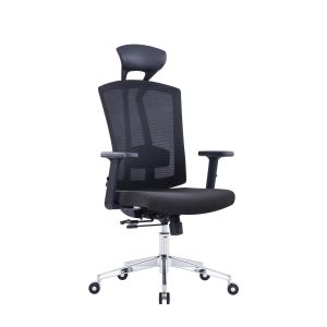 Ергономичен офис стол RFG Primo Lux Chrome HB, дамаска и меш, до 130 kg, черен