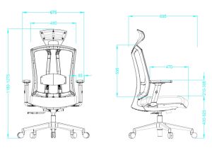 Ергономичен офис стол RFG Primo Lux Chrome HB, дамаска и меш, до 130 kg, черен