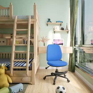 Детски стол RFG Candy Foot Black, дамаска, синя седалка, синя облегалка