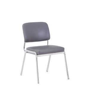 Посетителски стол RFG Slow M, екокожа, метална основа, до 120 kg, сив, 4 броя в комплект