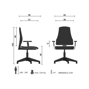 Посетителски стол RFG Troi 82 W, екокожа, до 120 kg, черна седалка, синя облегалка, сглобена мостра