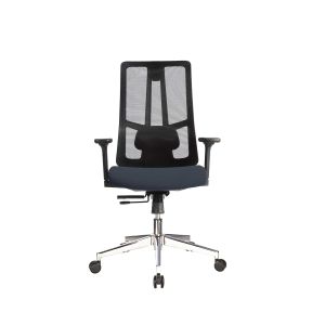 Ергономичен стол RFG Artur W, дамаска и меш, до 150 kg, тъмносива седалка, черна облегалка