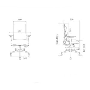 Ергономичен стол RFG Artur W, дамаска и меш, до 150 kg, тъмносива седалка, черна облегалка