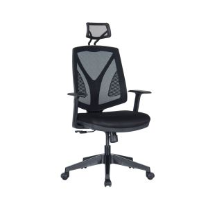 Директорски стол RFG Joy 004 HB, дамаска и меш, до 120 kg, черен