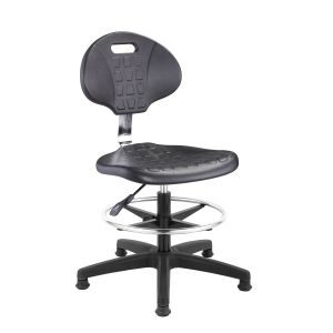 Лабораторен работен стол RFG Nero Ring, висок, полиуретан, до 130 kg, черен